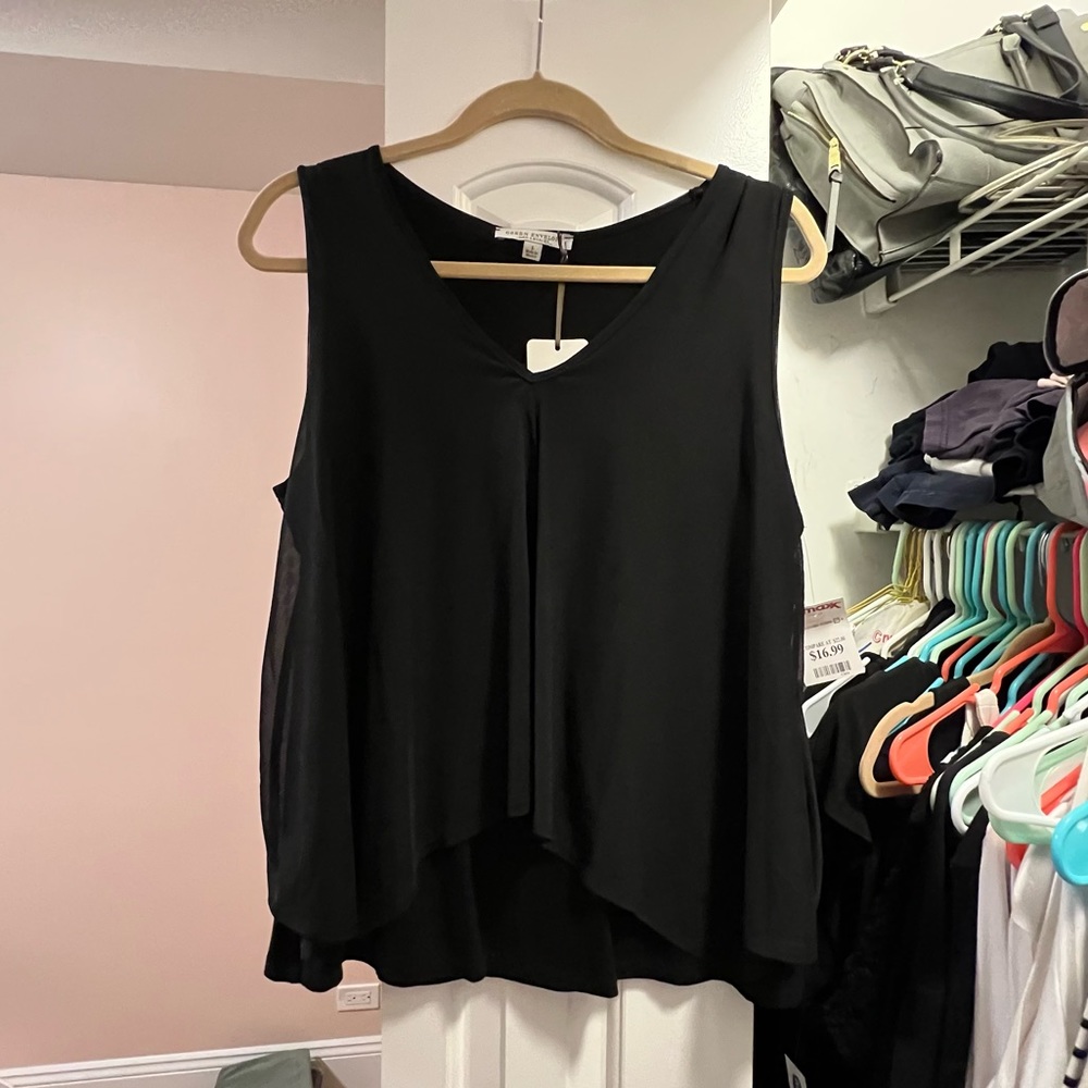 NWT Green Envelope Satin Flowy Tank